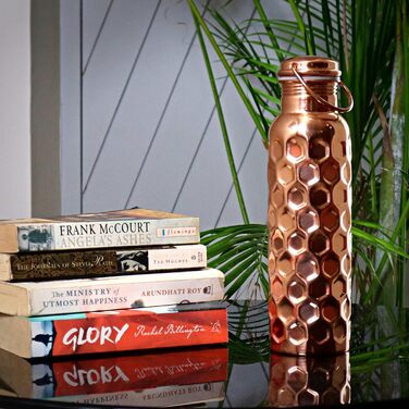 Мідна пляшка для води Craft Trade 1000 мл з кришкою та чохлом, натуральна, герметична, для йоги та офісу, аюрведа