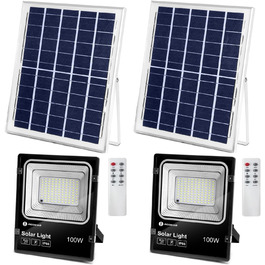 Світлодіодний сонячний прожектор Aigostar 50W, 6500K, IP66, для вулиці, саду, двору, гаража, комплект 2 шт.