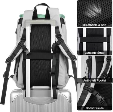 Міський рюкзак YAMTION Rolltop 17 дюймів для жінок і чоловіків – водостійкий шкільний рюкзак для підлітків, університету, спорту, подорожей, велосипеду, молодіжний, чорний