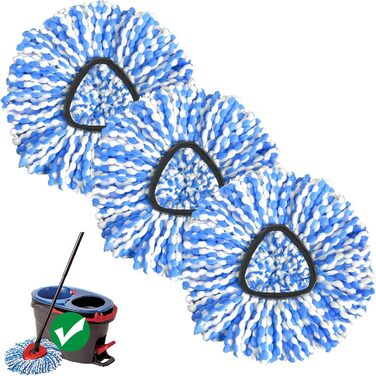 Набір з 3-х змінних мопів із мікрофібри для швабри Ocedar RinseClean, машинне прання, глибоке очищення, синій