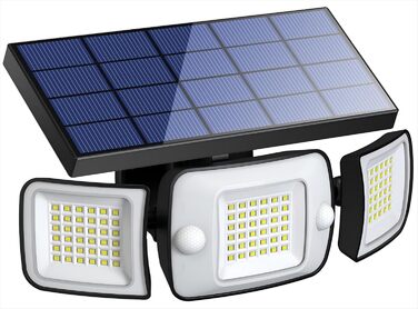 Сонячна лампа INTELAMP для вулиці з датчиком руху, 6000 мА·год, 108 LED, водонепроникна IP65, для тераси, гаража, подвір'я
