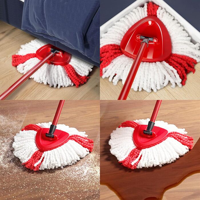 Queta Набір із 6 змінних мікрофібрових насадок для швабри, 360° Spin Mop для прибирання дому, ефективне видалення сильних забруднень