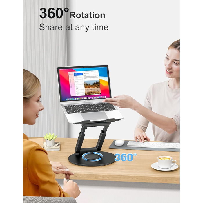 Підставка для ноутбука регулюється по висоті, обертається на 360 (чорний)