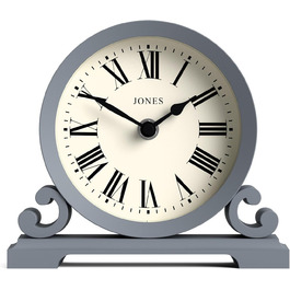 Декоративний настільний годинник JONES CLOCKS Saloon з римськими цифрами, класичний стиль, подвійний скрол, для столу, полиці чи тумбочки, французький морський синій