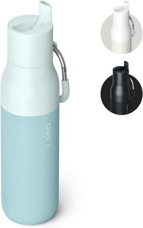 Пляшка для води LARQ Flip Top 500 мл ізольована з нержавіючої сталі зі соломинкою, багаторазова спортивна пляшка для фітнесу, подорожей, зберігає напої холодними, Seaside Mint, 740 мл