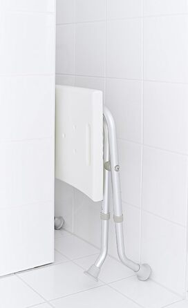 Складаний білий стілець для ванної RIDDER Assistent, 57x32x47-51 см