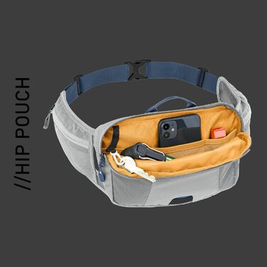 Поясна сумка EVOC HIP Pouch 1 для велопрогулянок, 1 л, з системою вентиляції AIR PAD, додатковими кишенями та регульованим поясом