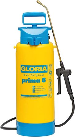 Обприскувач Gloria Prima 8, 8 л, садовий для гербіцидів, з латунною штангою та регульованою латунною насадкою, з підставкою