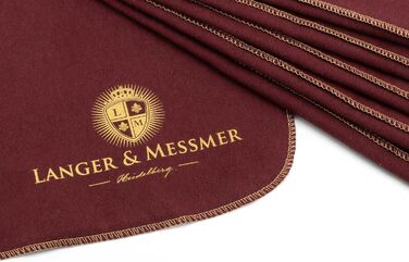 Langer & Messmer набір полірувальних серветок для гладкої шкіри з 100% бавовни, 6 шт, бежеві та бордові, для професійного догляду за взуттям