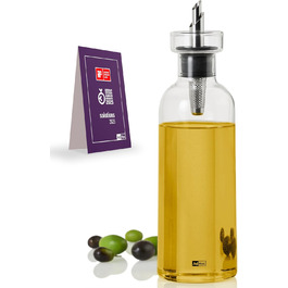 AdHoc BZ82 дозатор для олії чи оцту AromaPour з боросилікатного скла, 500 мл | елегантна пляшка для оливкової олії з носиком із нержавіючої сталі | герметична, підходить для олії гарбузового насіння чи оцту