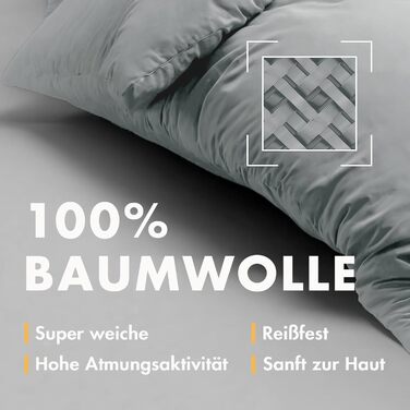 Комплект постільної білизни Sleeptime 100% бавовна 240x220 см, біло-сірий, м'який та не потребує прасування, з кнопками, двосторонній, 2 наволочки 60x70 см