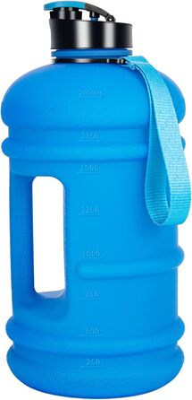 Спортивна пляшка для води TOOFEEL 2 л, BPA Free, з мірною шкалою, багаторазова, для тренувань, матова темно-синя, 1893 мл