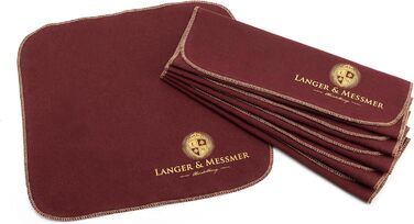 Langer & Messmer набір полірувальних серветок для гладкої шкіри з 100% бавовни, 6 шт, бежеві та бордові, для професійного догляду за взуттям