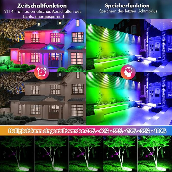 Світлодіодний RGB прожектор MEIHUA 60W з пультом, IP66, 10 кольорів, 12 режимів, таймер, для саду, ландшафту, вулиці