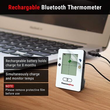 Bluetooth термометр для кухні ThermoPro TP25H2 з таймером, сигналом, 4 зондами, для м'яса, гриля та духовки, 150 м
