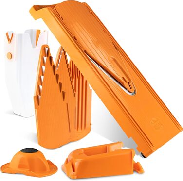 Овочерізка Börner V3 Profi Set — універсальна кухонна терка для нарізки скибочками, соломкою, кубиками, з регульованим V-подібним лезом з нержавіючої сталі, помаранчева
