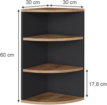Кутова полиця Vicco Ecki, книжкова, біла/дуб золотий, 30x60 см