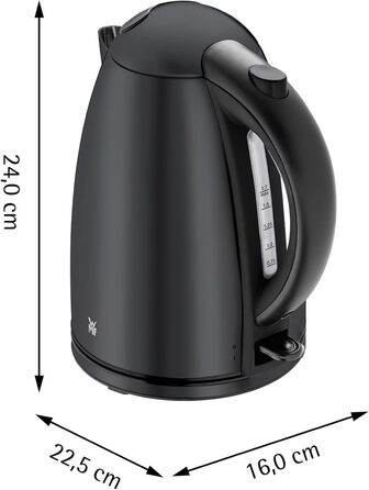 Електрочайник WMF Stelio 1,7 л, нержавіюча сталь, 2400 Вт, з підсвіткою та фільтром від накипу, матовий чорний