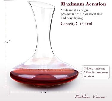 Декантер для вина Bella Vino, скло, 1200 мл, прозорий, 1800 мл