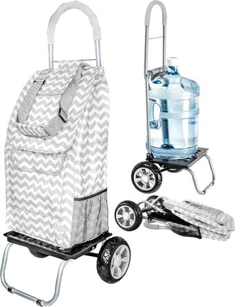 Складна візок dbest products Trolley Dolly сірий з малюнком «Шеврон», універсальний господарський кошик на колесах