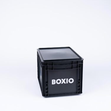 Пластикова ящик BOXIO SOLO з кришкою 40x30x28 см – Євробокс для зберігання, транспортування, кемпінгу, човна, підвалу чи саду, штабельований, набір 3 шт.