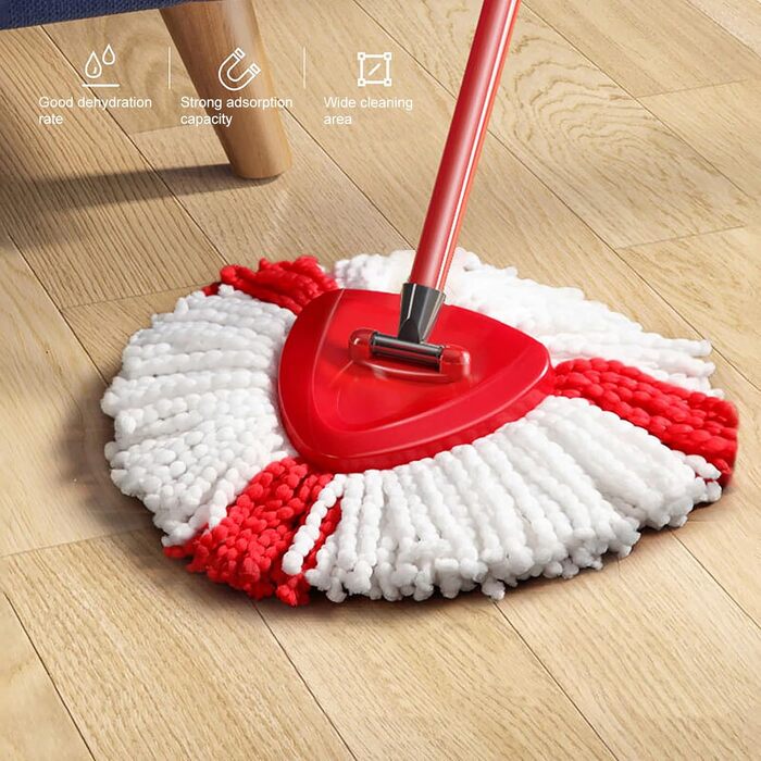 Queta Набір із 6 змінних мікрофібрових насадок для швабри, 360° Spin Mop для прибирання дому, ефективне видалення сильних забруднень