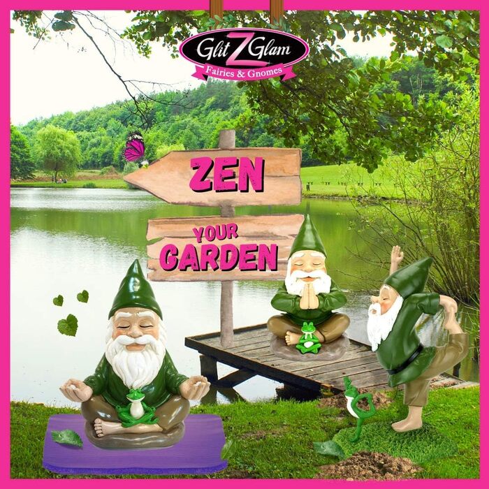 GlitZGlam Zen-гном – спокій і гармонія для феєричного саду, садовий гном 23 см, мініатюрна декоративна фігурка
