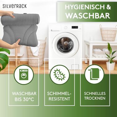Подушка для ванни SilverRack середньої м'якості, біла 4D, з присосками, ергономічна, для шиї, аксесуар для ванни (сірий, тонка)