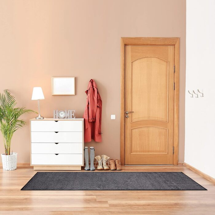 Килимок для вхідних дверей Relaxdays 80x200 см, чорний-сірий, тонкий, великий, для бруду, для дому та офісу