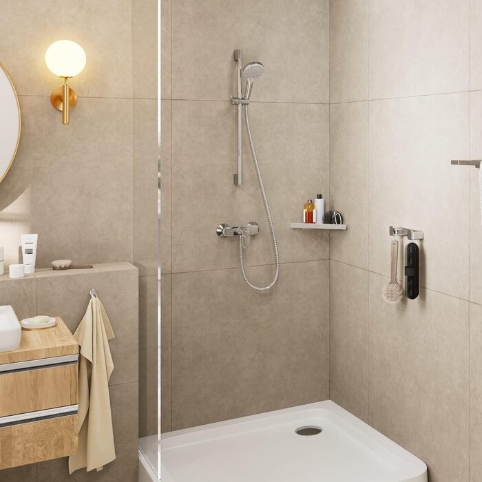 Душовий набір hansgrohe Vernis Blend, водозберігаюча ручна лійка з 2 режимами, шланг і стійка 65 см, хром