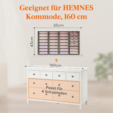 Набір органайзерів Lifewit для комода HEMNES, 10 шт. – органайзери для пелюшкового столика, шафи, білизни, дитячого одягу, шкарпеток, бюстгальтерів, спідньої білизни, 12 шт. для HEMNES 160 см