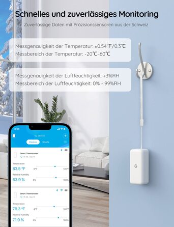 GoveeLife Wi-Fi гігрометр-термометр для приміщень, 3 шт. Смарт датчик температури та вологості з додатком, збереженням даних, для теплиць, винних погребів