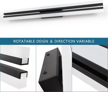 Світильник для ванної MantoLite LED, 60 см, 24 Вт, 6000K, матовий чорний, IP44, настінний для дзеркала, спальні, вітальні, суперяскравий