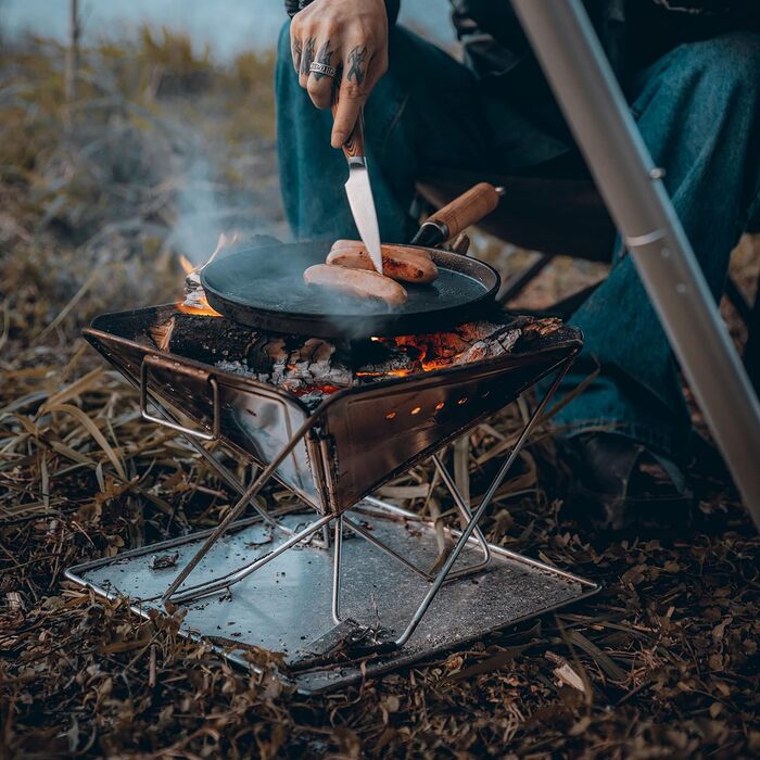 Портативний гриль-мангал з нержавіючої сталі CAMPINGMOON 50,8 см з сумкою