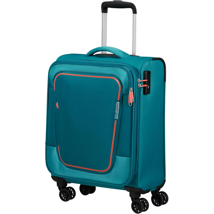 Валіза American Tourister Pulsonic Spinner L, розширювана, 81 см, 113/122 л, бірюзова (Stone Teal), мала 55 см, 43.5 л