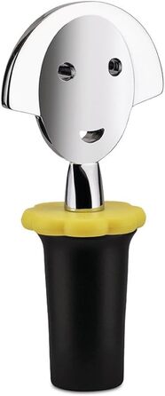 Пробка для пляшки Alessi ANNA STOP 2, EVA, хромований замак, чорна, 4 см