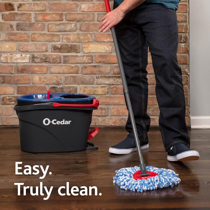 Змінні насадки O-Cedar EasyWring для мопа, мікрофібра, пластиковий відро-спін, система очищення підлоги, 2 додаткові насадки, RinseClean