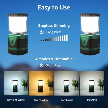 Портативний LED кемпінговий ліхтар LE, надяскравий акумуляторний прожектор із ручкою та гачком, 4 режими яскравості, аварійна лампа для відключення електроенергії, туризму, надзвичайних ситуацій, енергоефективність A++