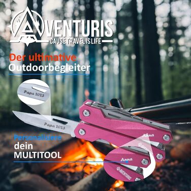 AVENTURIS Мультитул для велосипеда та outdoor, багатофункціональний інструмент, подарунок для чоловіків, персоналізований, зелений або рожевий