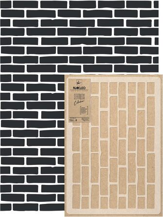 Трафарет для стін NAKLEO Ziegelwand #3, великий 59x95 см, багаторазовий пластиковий трафарет для геометричного декору, імітація цегляної стіни, DIY для меблів, підлоги, тканини