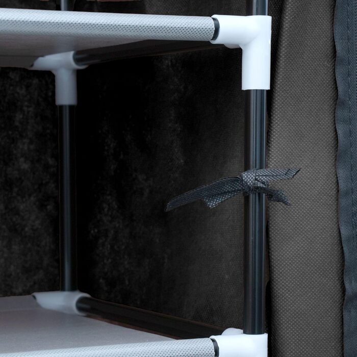 Тканинна шафа INTIRILIFE 170x58x28 см, чорна, з блискавкою, 9 полиць, для одягу та взуття, складана шафа для кемпінгу, текстильний гардероб