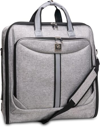 Дорожній чохол для костюмів Kleidersack Luxe Grijs на 3 костюми, з плечовим ременем та кишенями, ручна поклажа для подорожей і відряджень