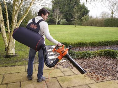 Рюкзак-пилозбірник Black+Decker 72 л для садового пилососа, з гнучким шлангом, сумісний з моделями GW2810, GW2838, GW3030, GW3031BP, GW3050
