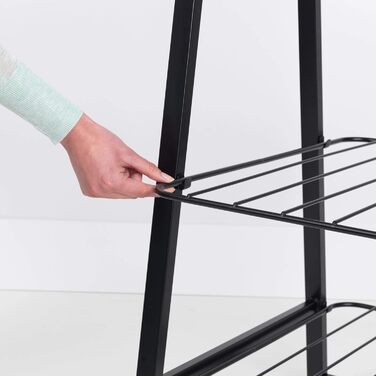 Brabantia Linn компактна стійка для одягу, вільностояча, сталевий каркас і бамбукова перекладина, 47,6×34×170 см, чорна, для сушіння та зберігання одягу