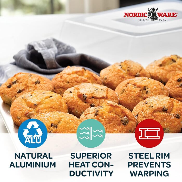 Форма для мафінів Nordic Ware з високою кришкою, 12 відділень, натуральний колір