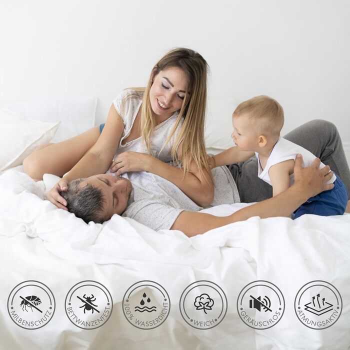 Гіпоалергенний матрацний чохол Degrees of Comfort 90x200 см, водонепроникний, анти-кліщовий та захист від постільних клопів, бавовняна поверхня, на матраци висотою 13-16 см, з блискавкою