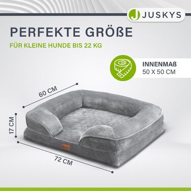 Ортопедичне ліжко для собак Juskys Sheena L, м'яке, знімний чохол, нековзке, 98x70x17 см, сіре, для середніх порід