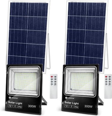 Світлодіодний сонячний прожектор Aigostar 50W, 6500K, IP66, комплект 2 шт, для вулиці, двору, саду, гаража
