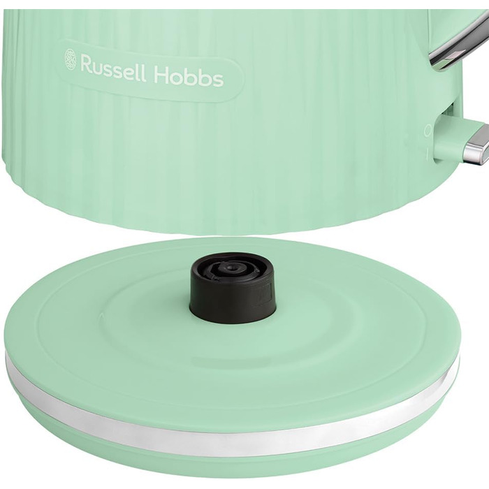 Електрочайник Russell Hobbs Eden 1,7 л, 2400 Вт, білий, з нержавіючої сталі, знімний фільтр від накипу, кнопка відкриття кришки, індикатор рівня води, підсвічування, BPA-free, 27360-70 (пісташковий)