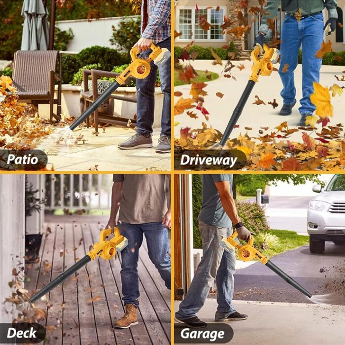 Акумуляторний повітродув Powarobor для Dewalt 18V, компактний садовий повітродув для прибирання листя, газонів, терас і гаражів (без акумулятора та зарядного пристрою)